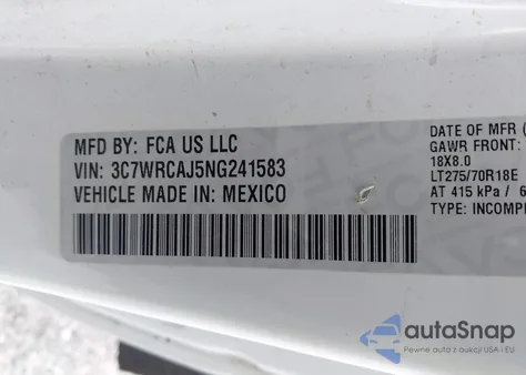2022 Ram 3500 Chassis Tradesman/Slt from USA, damaged, VIN 3C7WRCAJ5NG241583